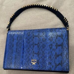 Authentic MCM blue python leather bag! Strap is still wrapped, great condition